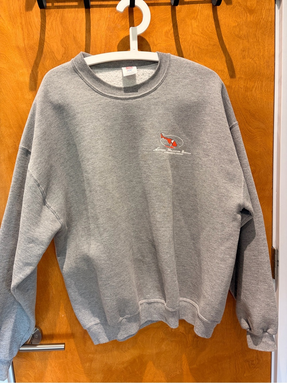 Grey Crewneck Sweatshirt with Front and Back Helicopter Graphic Mens size XL